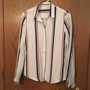 Long sleeve striped work shirt
